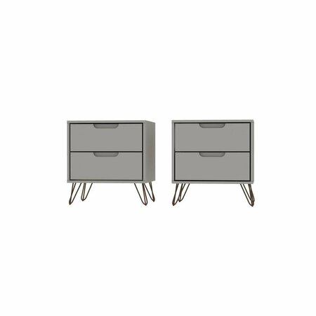 DESIGNED TO FURNISH Rockefeller 2-Drawer Off White & Nature Nightstand, 21.65 x 20.08 x 17.62 in., 2PK DE2616471